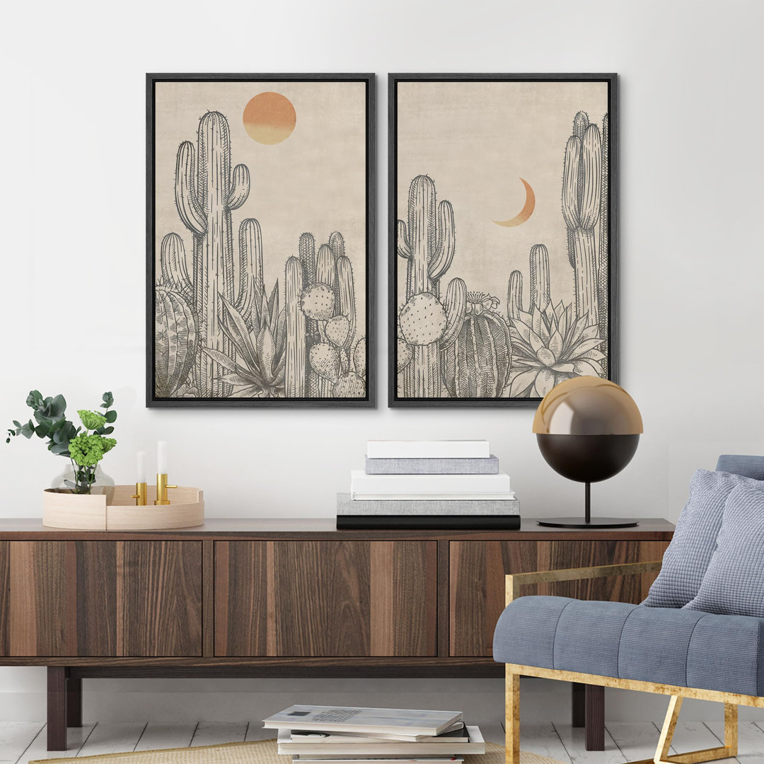 " Grunge Pastel Paint Stroke Landscape Abstract Shapes " 2 - Pieces on Canvas wall26 Frame 