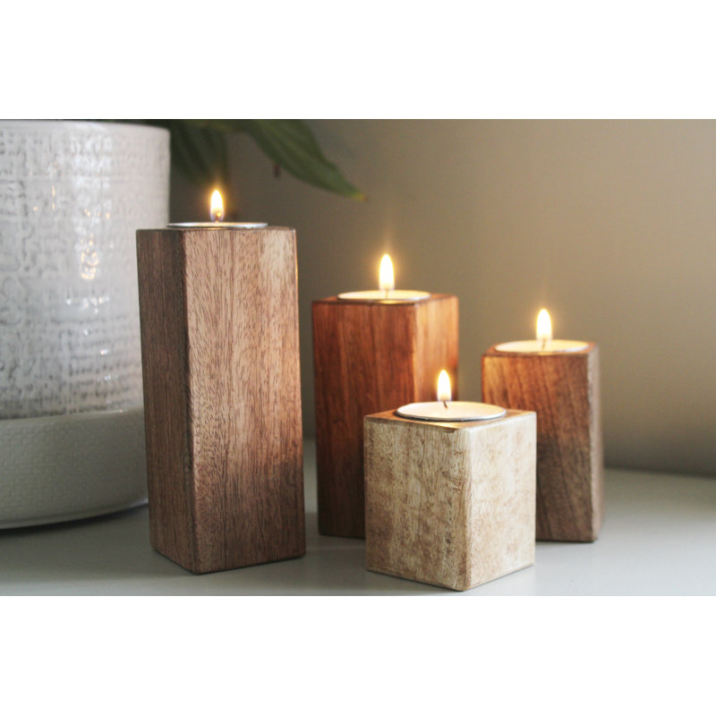 Wood Tabletop Tealight Holder
