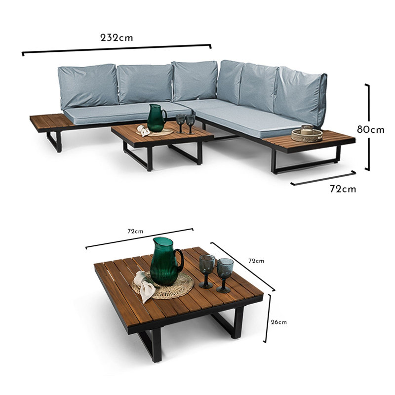 Rechard 5 - Person Garden Lounge Set with Cushions & Parasol, Grey