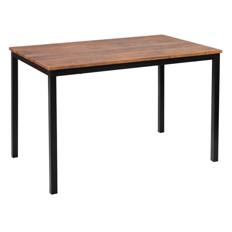 Millard 4-Person Metal and Wood Dining Table, Brown