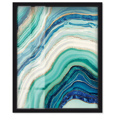 Art abstrait bleu et vert I, Shadowbox, art abstrait bleu sarcelle par Art Remedy
