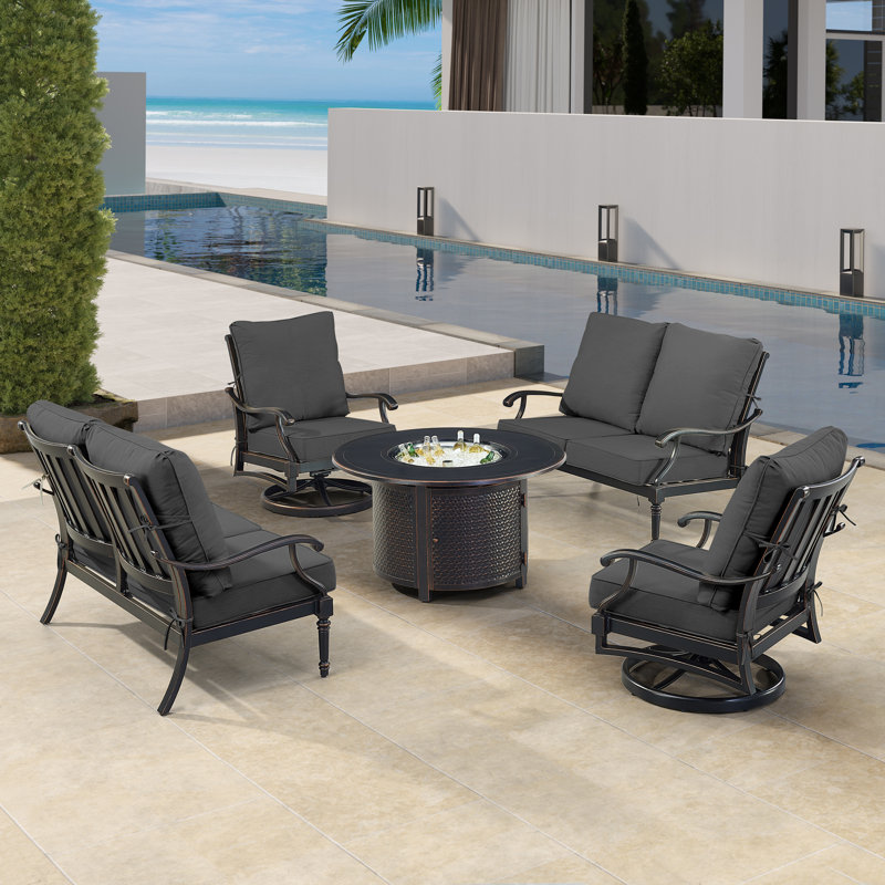 Paig Outdoor 6 - Piece Conversation Set, Black