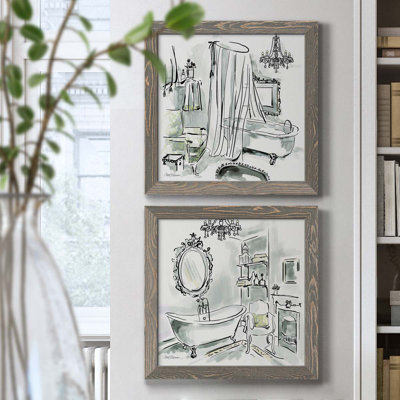 «Opulent Bath I», ensemble de 2 peintures sur toile encadrées