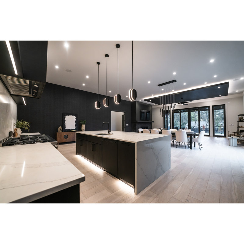 Biniam 1 - Light LED Geometric Pendant, Black, 12.25" H x 7.75" W x 7.75" D