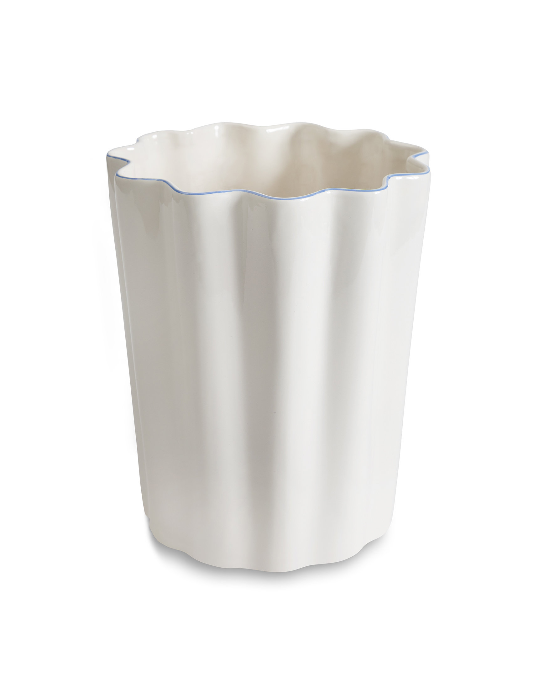 Kassatex Fine Linens Le Marais Blue Waste Basket | Birch Lane