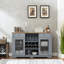 Buffet Modern Farmhouse, buffet avec 2 tiroirs et élégantes armoires en verre