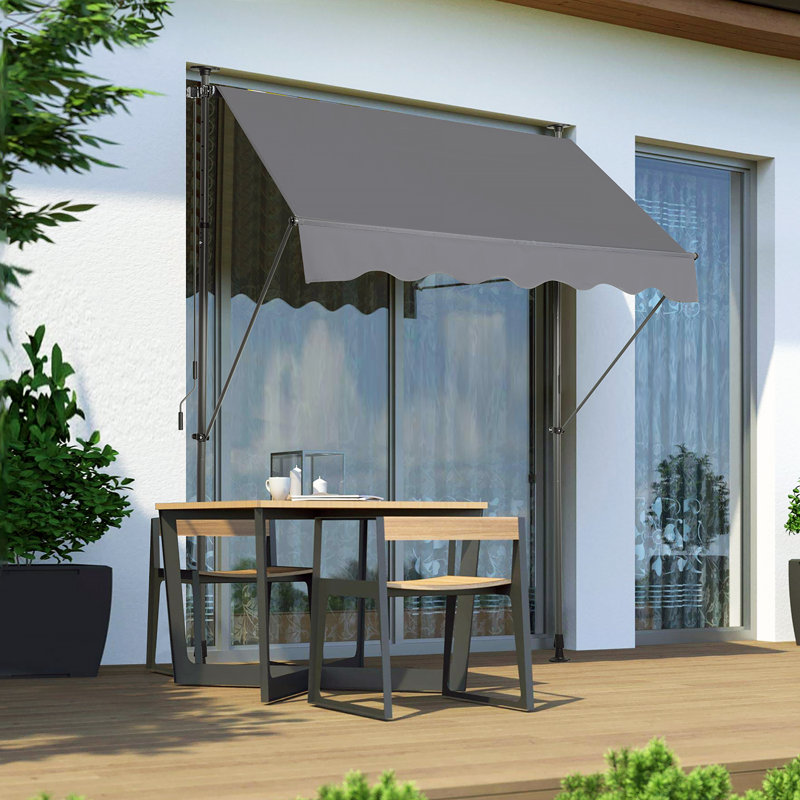 Auvent rétractable manuel - Pare-soleil d'extérieur sans vis de 78 po avec protection contre les rayons UV - auvent 100% polyester