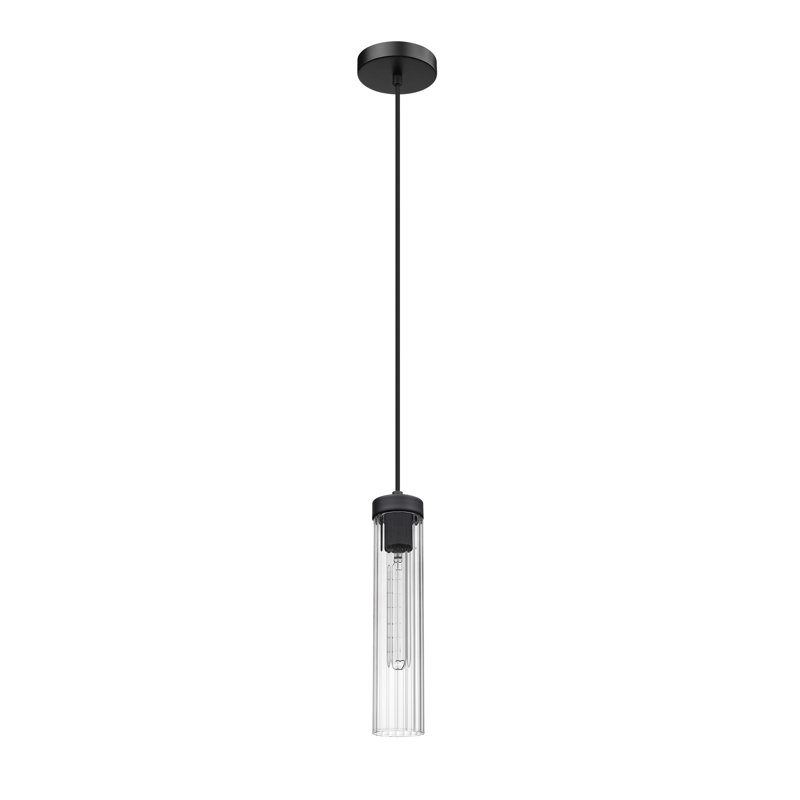 Luminaire suspendu cylindrique à 1 lumière Jense, Noir mat