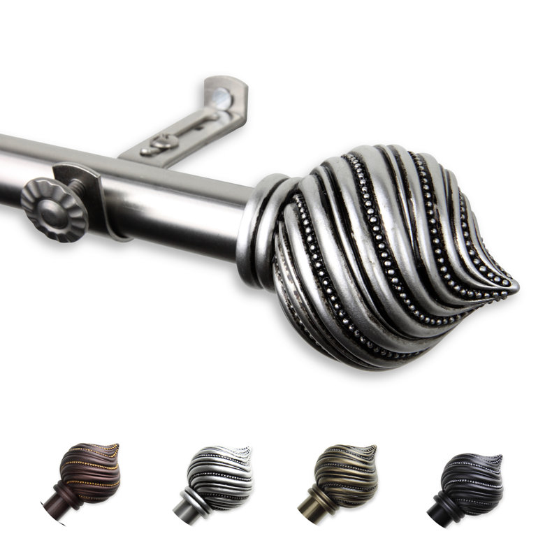 Tringle à rideaux simple Sebergham, 28 po-48 po, Nickel satiné