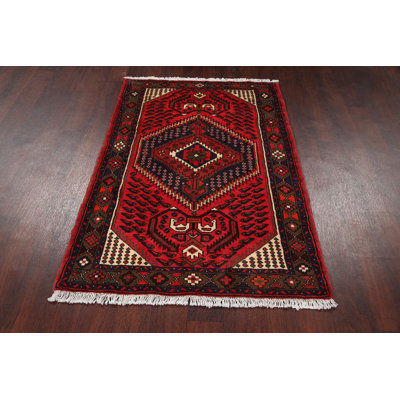 Tapis décoratif en laine noué à la main de conception unique 3 pi 3 po x 4 pi 10 po New Age Hamedan