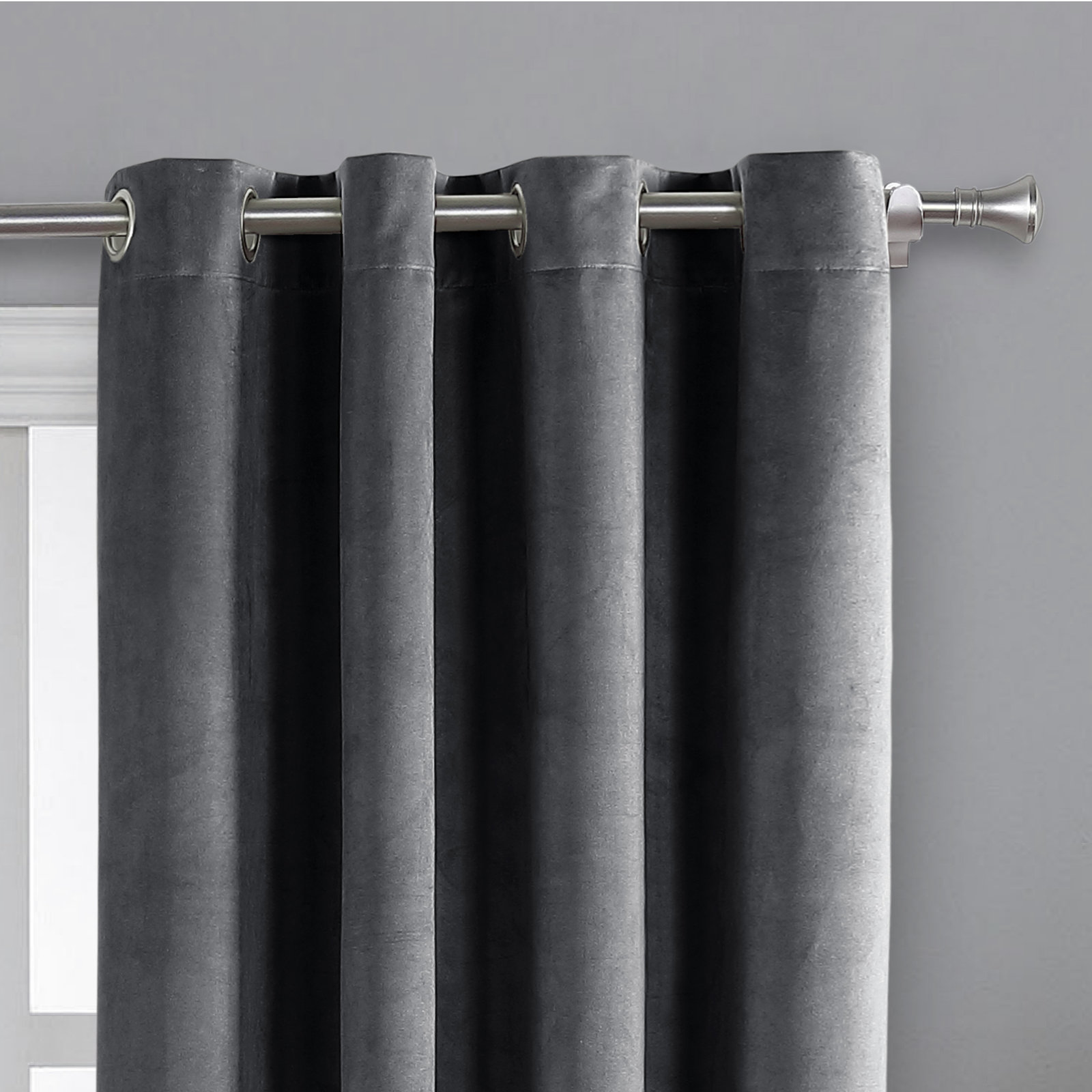 Caffee Blackout Velvet Curtain Panel, Gray