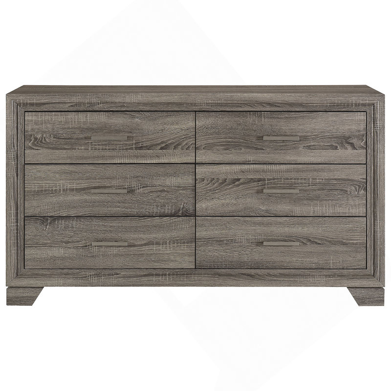 Commode à 6 tiroirs en chêne brun