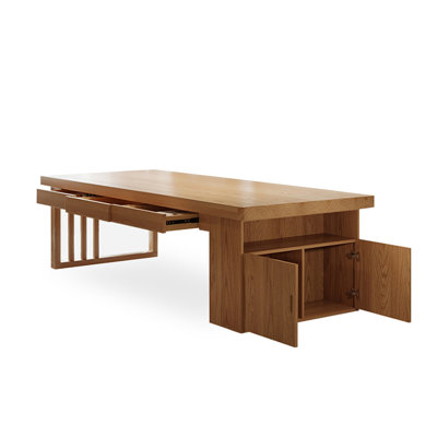 Bureau rectangulaire en bois massif avec 6 tiroirs Burlywood