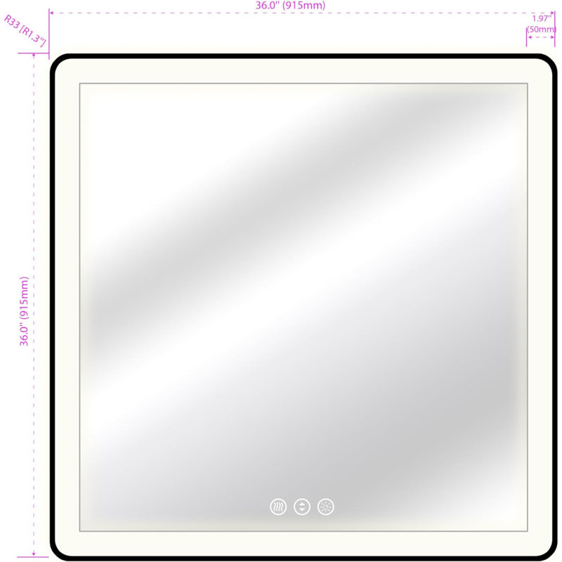 Metal Wall Mirror, 36" x 36"