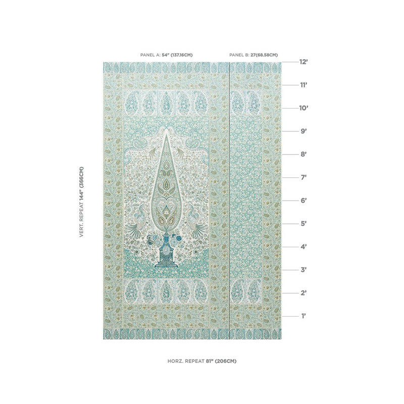 Colmery Paisley Panel Set, Peacock