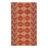 Kilim & Flat Weave Cotton Geometric Area Rug in Red, Orange