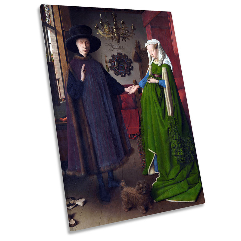 X7454 The Arnolfini Portrait Picture by Jan Van Eyck - Wrapped Canvas Painting, 45.7cm H x 30.5cm W x 2cm D