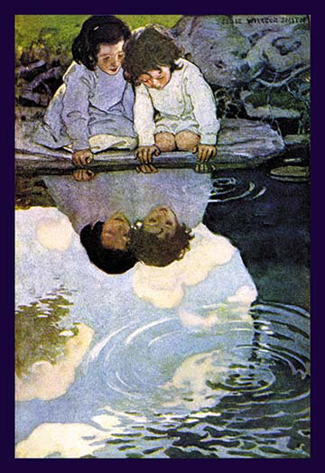 « look-glass river » par jessie willcox smith, reproduction d’art sur toile, H 36 po x l 24 po