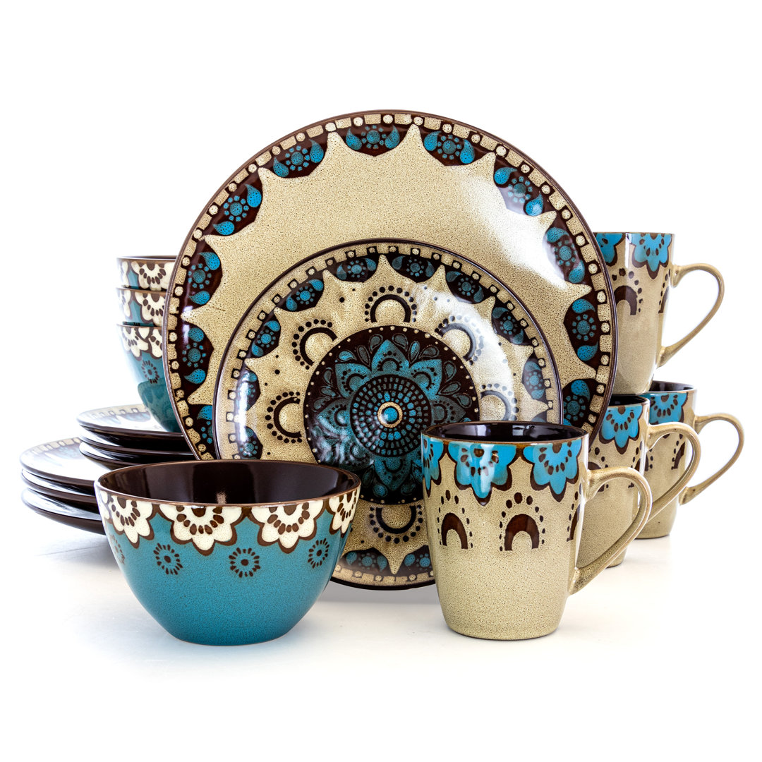 Cornerstone 16 Piece Stoneware Dinnerware Set - Service for 4 World Menagerie