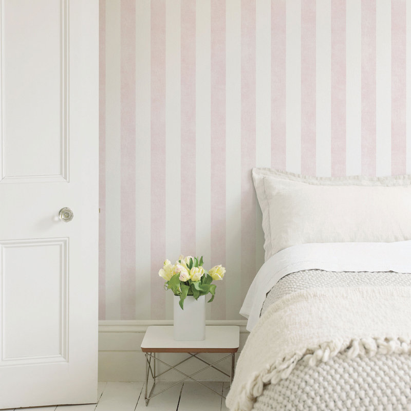 Dodd 10m x 52.8cm Matte Wallpaper Roll, Pink/White