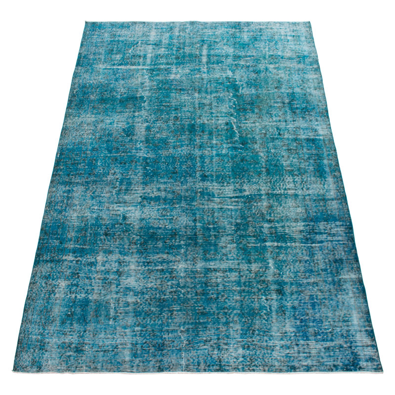 Tapis unique en laine turquoise 6 pi 9 po x 10 pi 2 po One Age of a Kind Jarrard