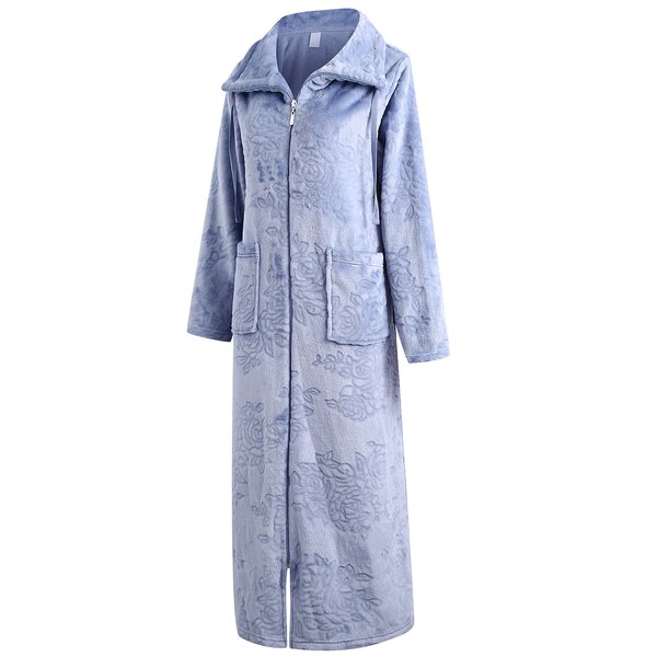 Do not miss this cozy womens zip-front velour robe