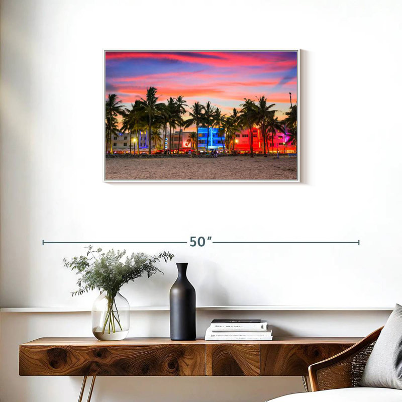 Miami Beach, États-Unis, Cadre flottant blanc, 31 po x 21 po