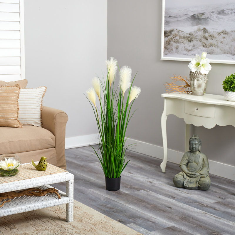 Faux Plume Grass Grass in Pot, 48" H x 16" W x 16" D