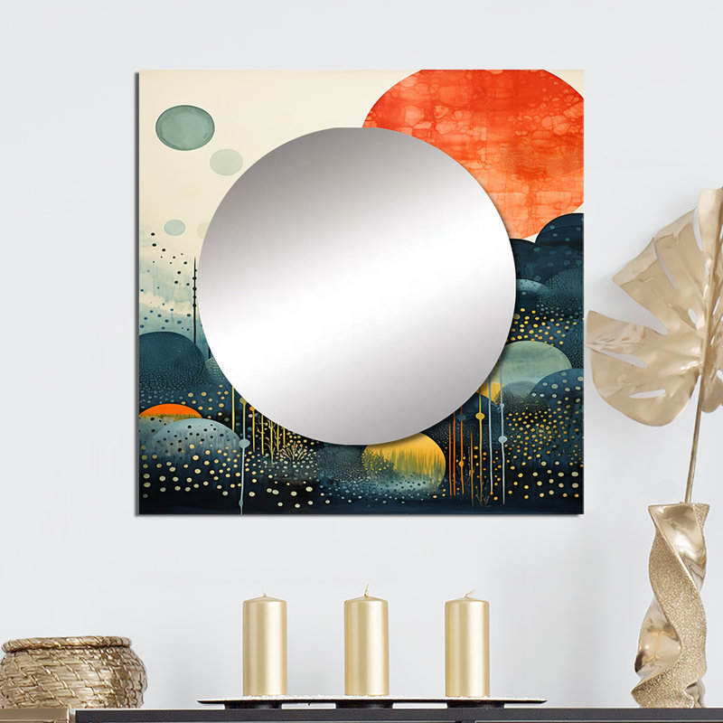 Serayah - Grand miroir mural carré abstrait pour chambre à coucher, 23 po x 23 po