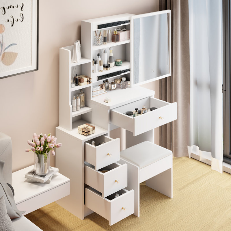 Petit meuble-lavabo moderne avec tabouret 29,2 po Modern