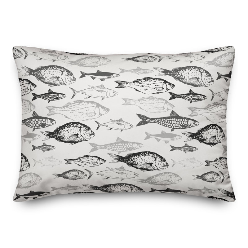  Housse et insert de coussin rectangulaire Shades of Fish, Gris