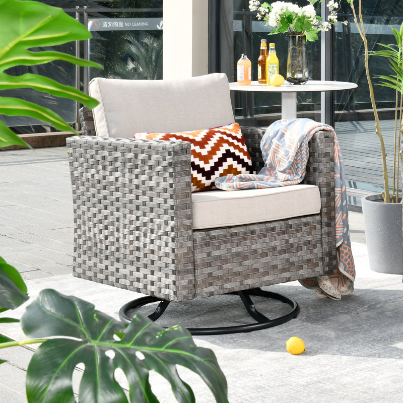 Ignatz Wicker/Rattan Outdoor Chair, Beige