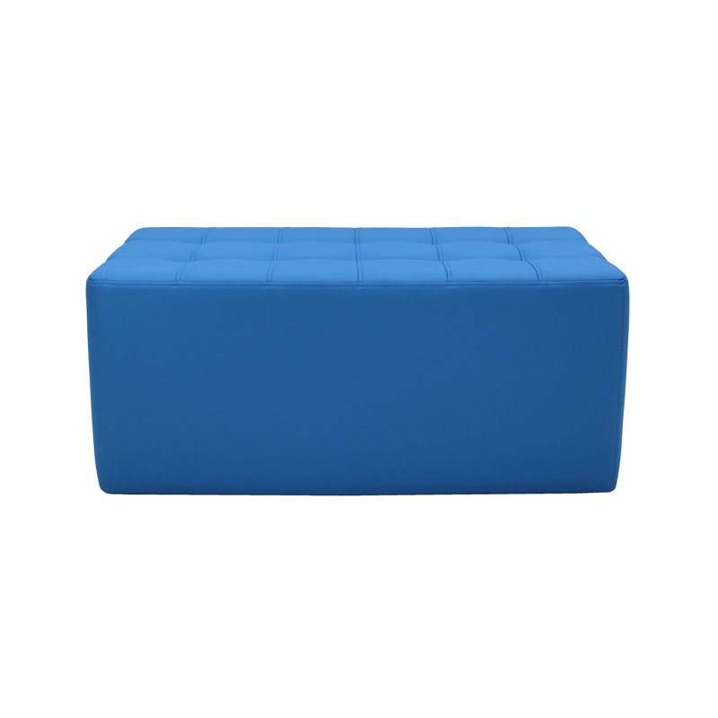 Faux Leather Ottoman, French Blue Faux Leather