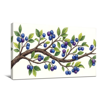 Plants &Flowers Blueberry Branch With Green Leaves And Purple Berries