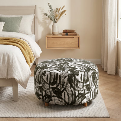 28.7" Wide Modern Round Upholstered Ottoman
