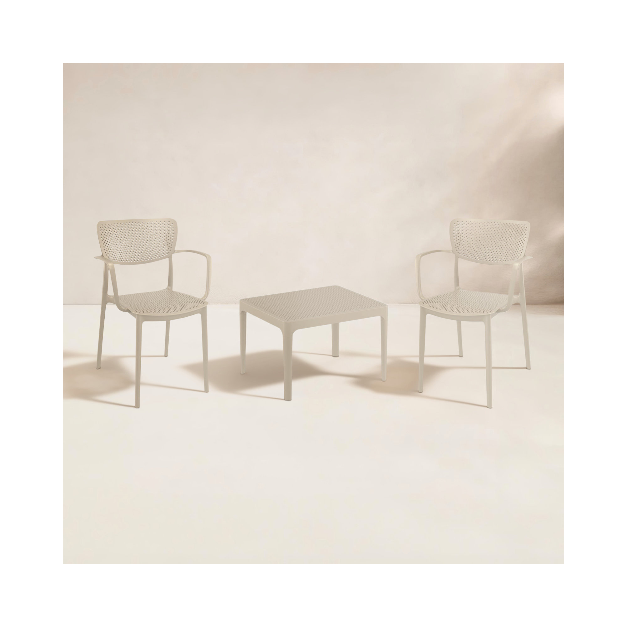Farrah Loft Armchair 2 Person Seating Set, Beige