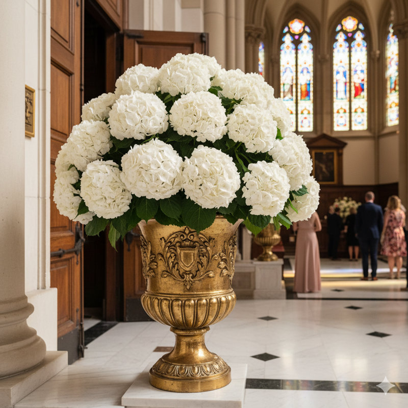 Tige d'hortensia blanche de 18 pouces - paquet de 6, faux floral pour arrangements de vases et décoration intérieure