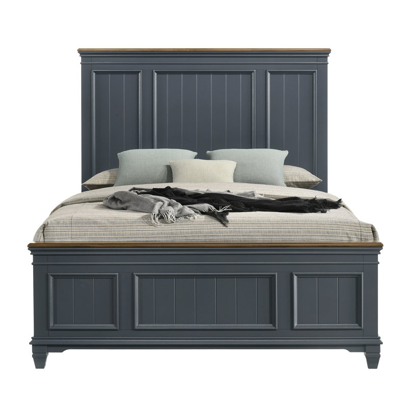 Semaj Solid Wood Standard Bed, Queen, Dark Blue