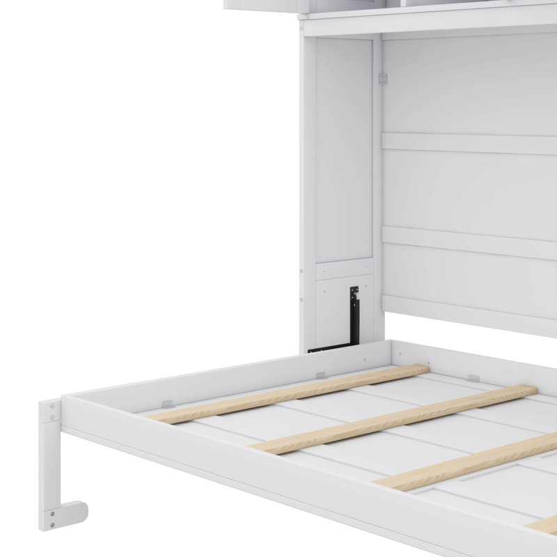 Queen-Size Murphy/Wall Bed Featuring Comfortable Cushion, White