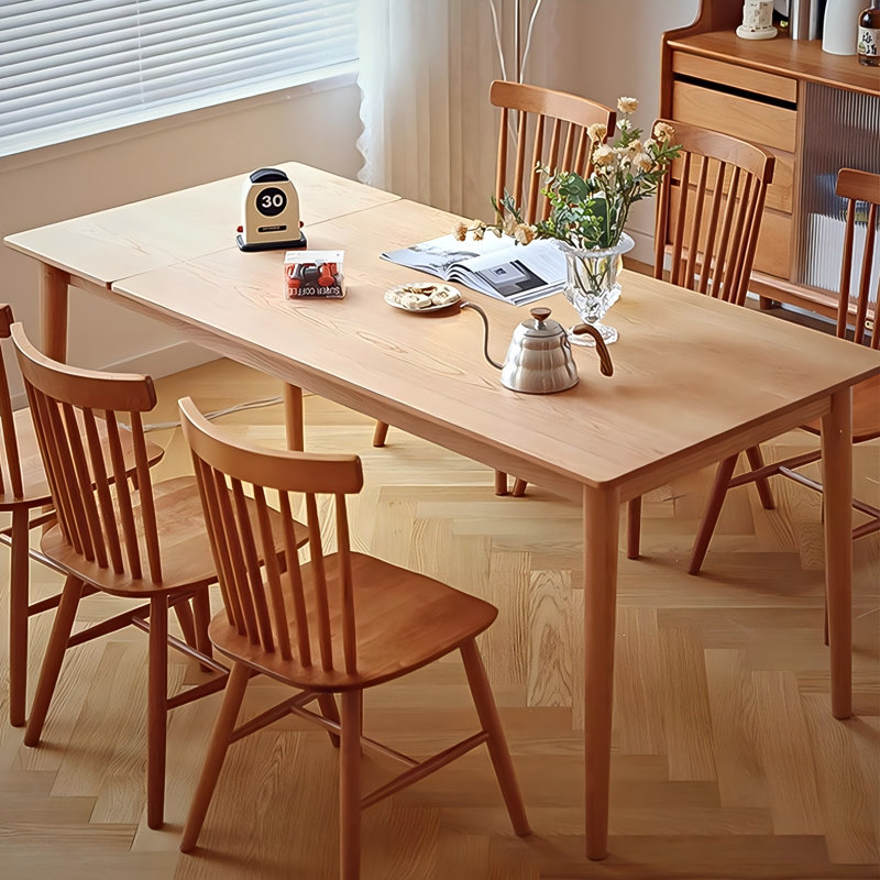 55.12"Rectangular Solid Oak Extendable Dining Table, 29.53" H x 55.12" W x 31.50" D