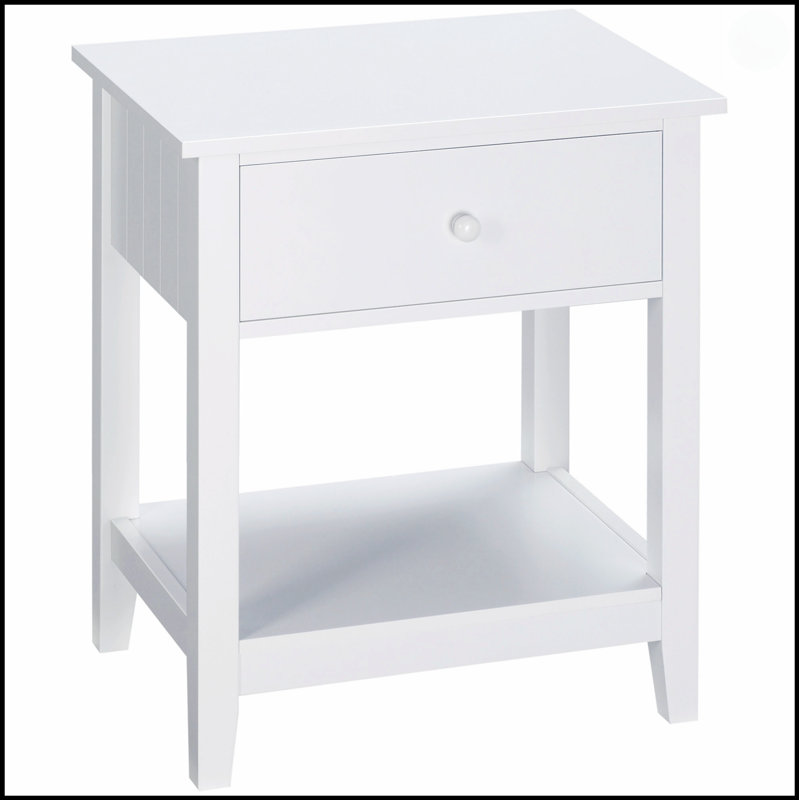 Table de bout moderne à 2 niveaux avec tiroir et tablette de rangement, parfaite pour l'organisation de la chambre à coucher et du salon