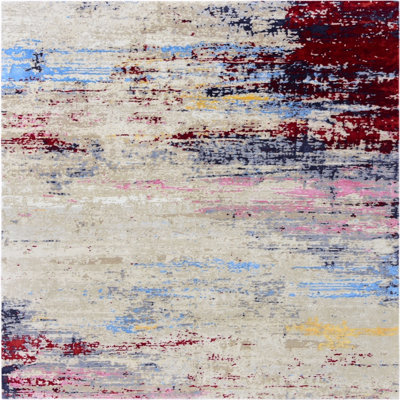 Tapis abstrait beige / rouge / bleu