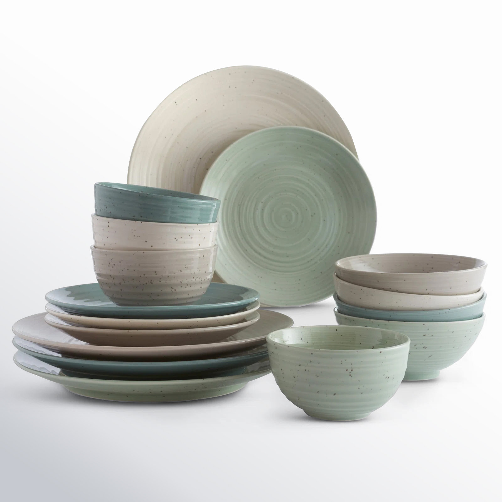 Sango Siterra Artist's Blend 16-Piece Stoneware Dinnerware Set - Service For 4, Plate & Bowl Set & Reviews | Birch Lane