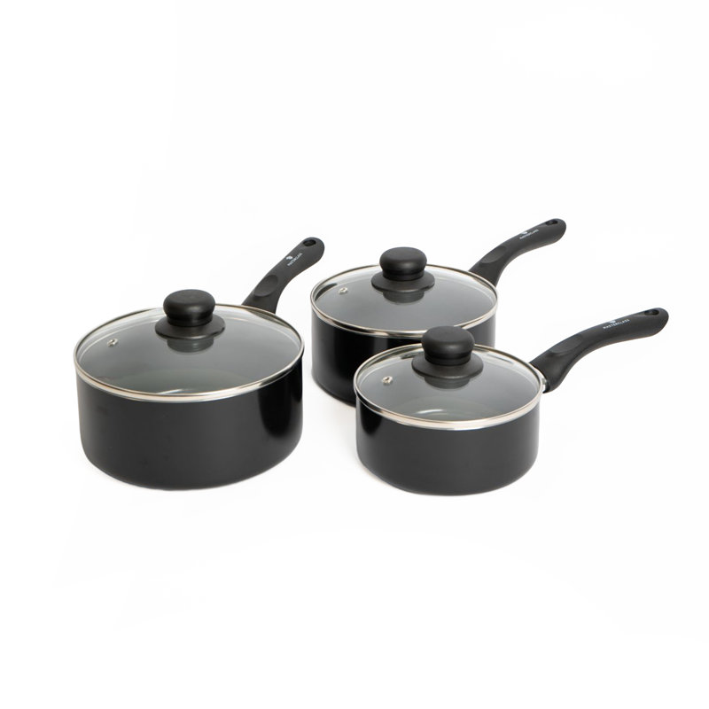 MasterClass 3pc Can-to-Pan Non-Stick Alumninium Saucepan Set,with 16cm, 18cm and 20cm Saucepans with Lids