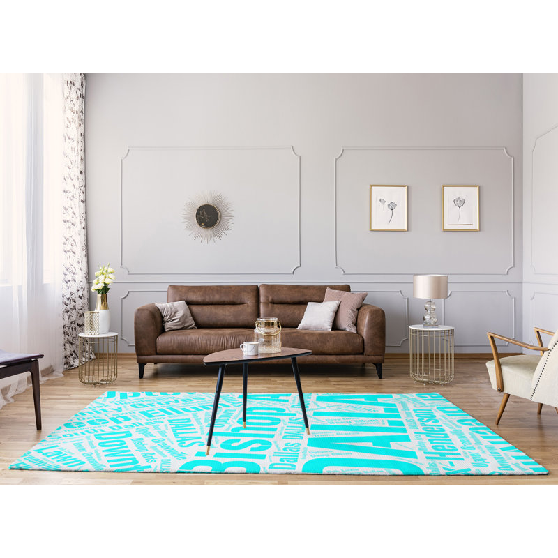 Tapis de zone cyan à tissage plat poils longs, Rectangle 9 pi x 12 pi