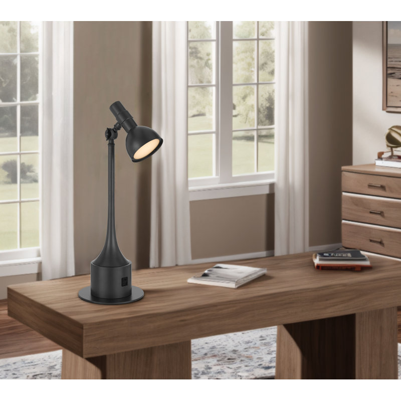 Lampe de bureau avec ports USB et USB-C, 58 cm de hauteur, gris anthracite, éclairage DEL à intensité variable