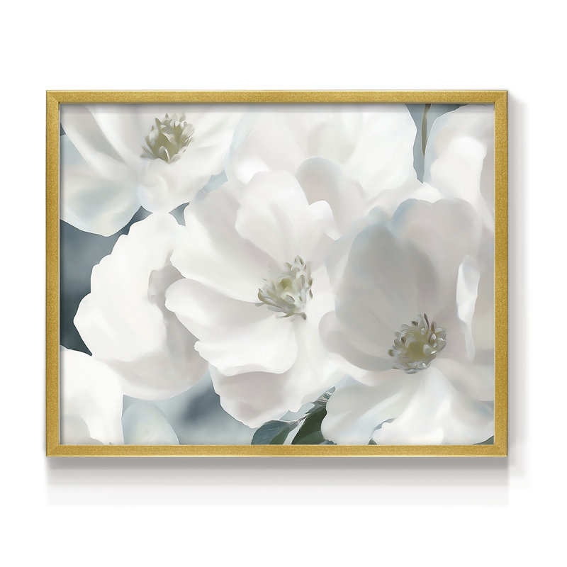 Série florale - XIXe - Reproduction encadrée - Restickable, H 11 po x l 14 po