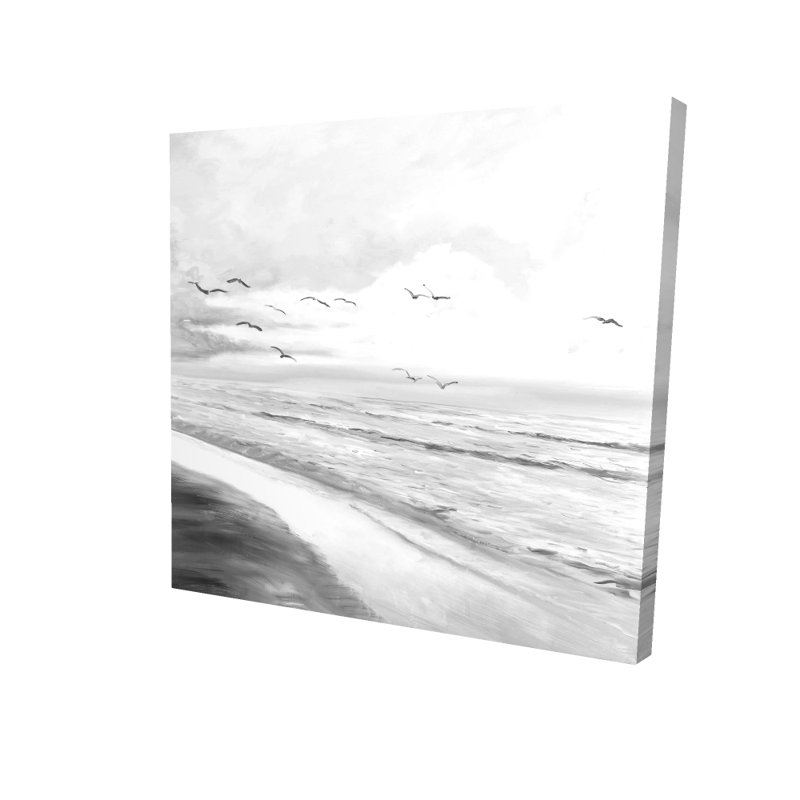 Coucher de soleil tropical monochrome | Décor de chambre à coucher gris mer