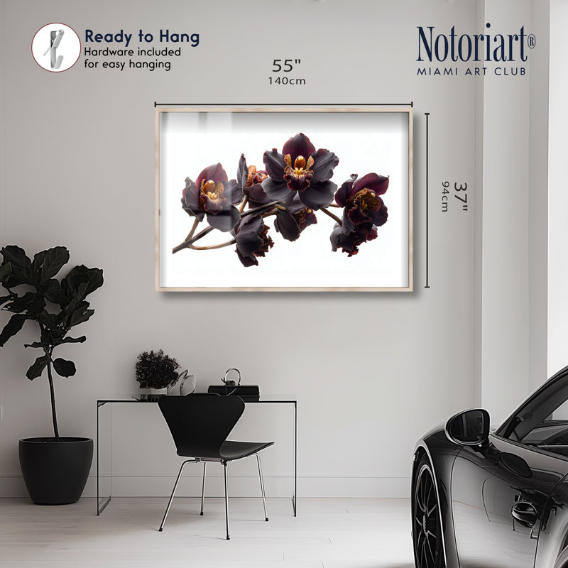 «Dark Orchid II Shadowbox», reproduction d'art mural par Notoriart, cadre blond, 54 x 36, H 37 po x l 55 po, Cadre blond
