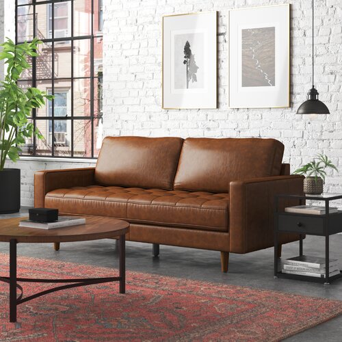 Steelside™ Clark 81'' Leather Sofa & Reviews | Wayfair